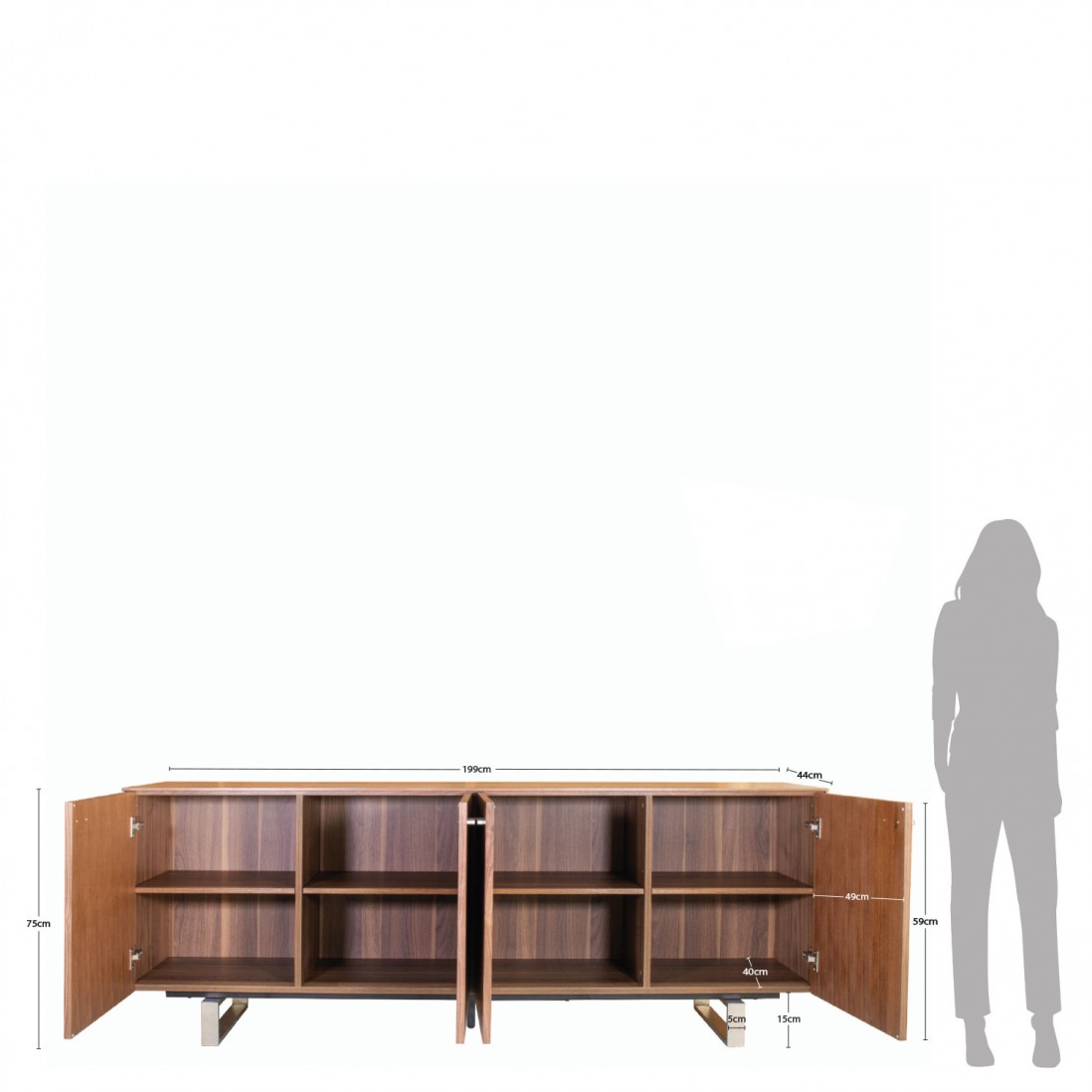 4-Door Wooden Sideboard Taurus Brown