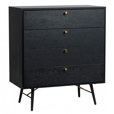 4-Drawer Wooden Chest of Drawers Volans Black