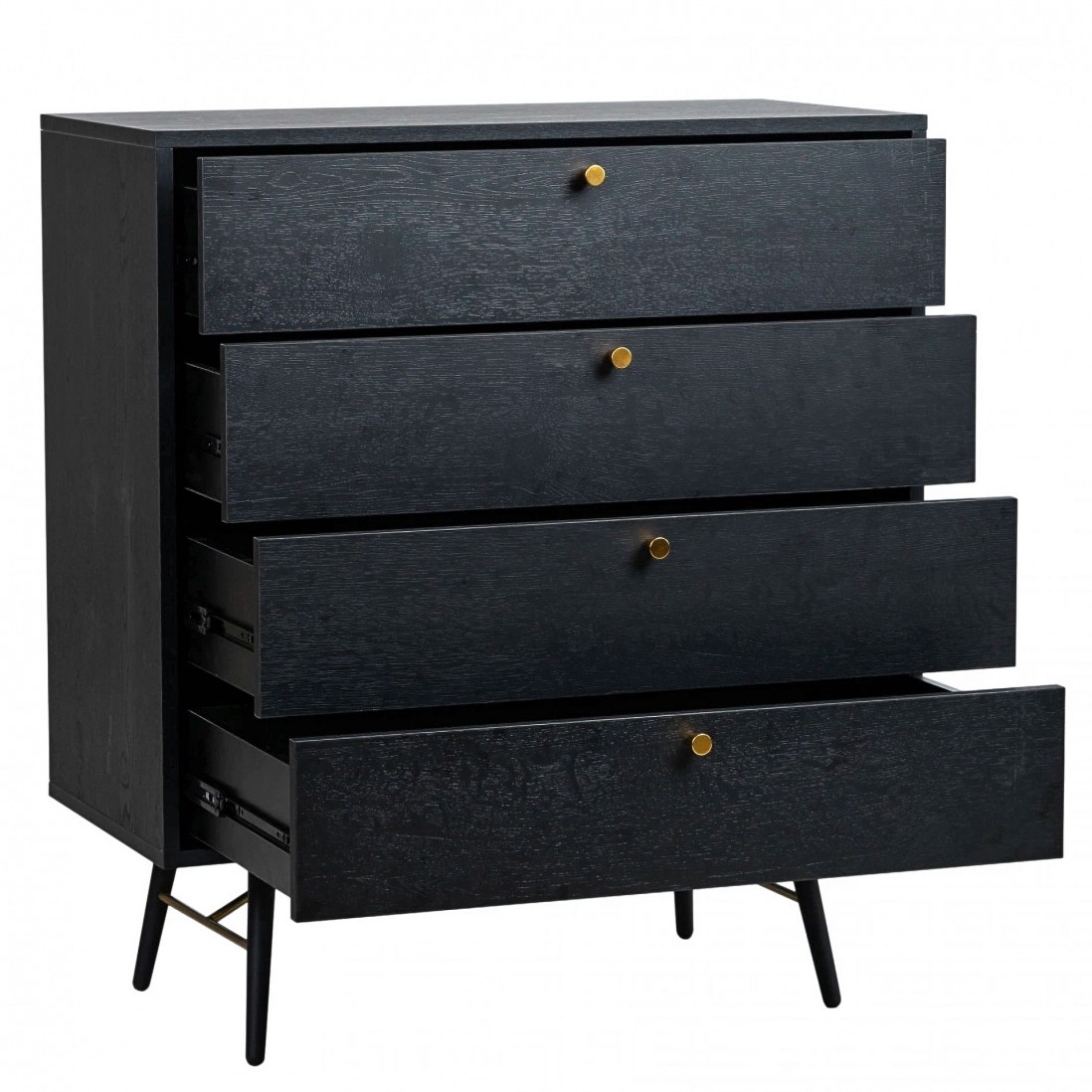 4-Drawer Wooden Chest of Drawers Volans Black