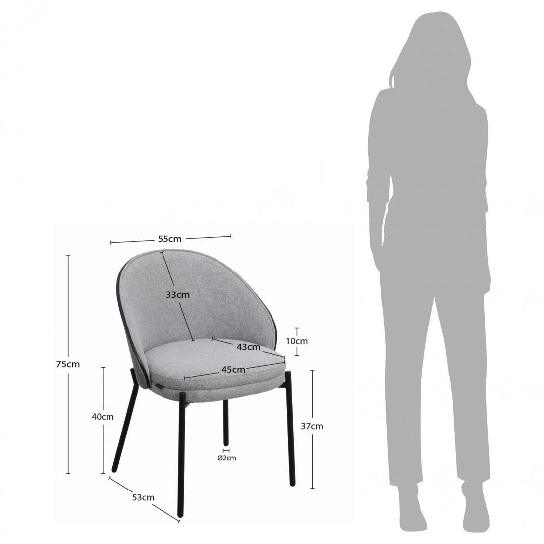 Silla de Comedor de Tejido Arles Gris