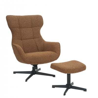 Armchair with Swivel and Reclining System with Footrest Rennes Orange