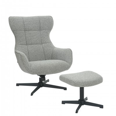 Armchair with Swivel and Reclining System with Footrest Rennes Gray