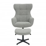 Armchair with Swivel and Reclining System with Footrest Rennes Gray