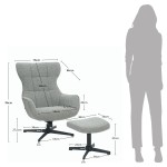 Armchair with Swivel and Reclining System with Footrest Rennes Gray
