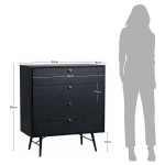 4-Drawer Wooden Chest of Drawers Volans Black
