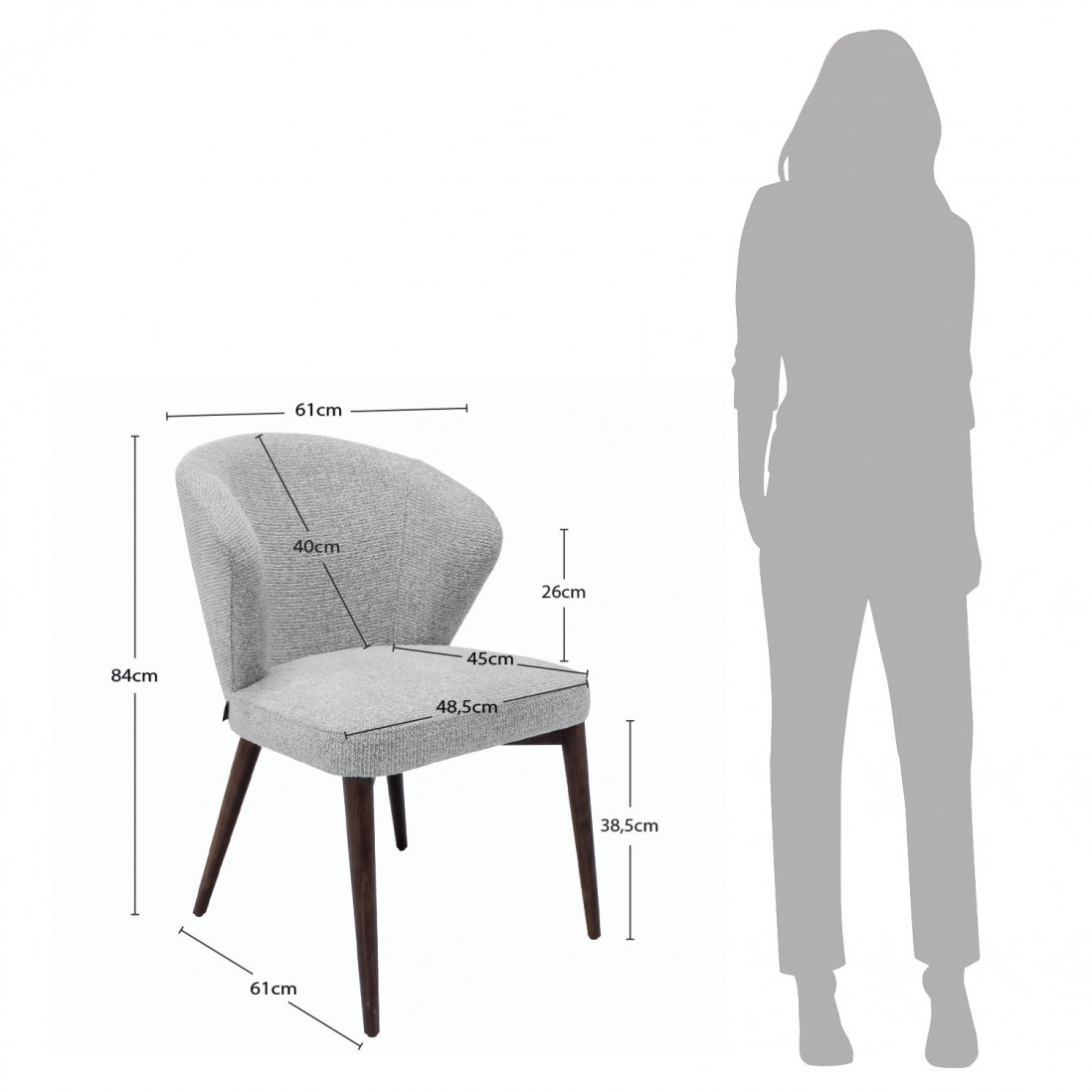 Silla de Comedor de Tejido Annecy Gris