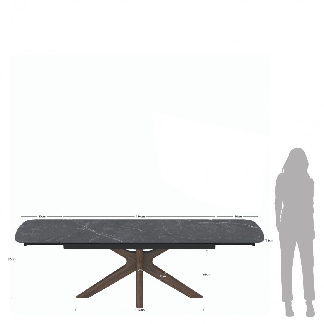 Extensible Dining Table 180(260)X90 cm Columba