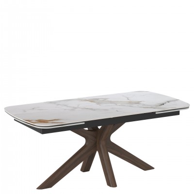 Extensible Dining Table with Ceramic Top Columba White