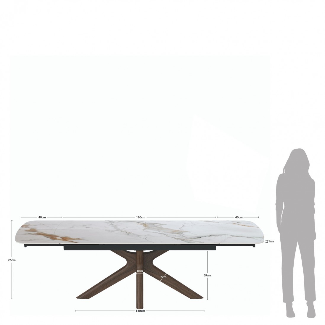Extensible Dining Table 180(260)X90 cm Columba