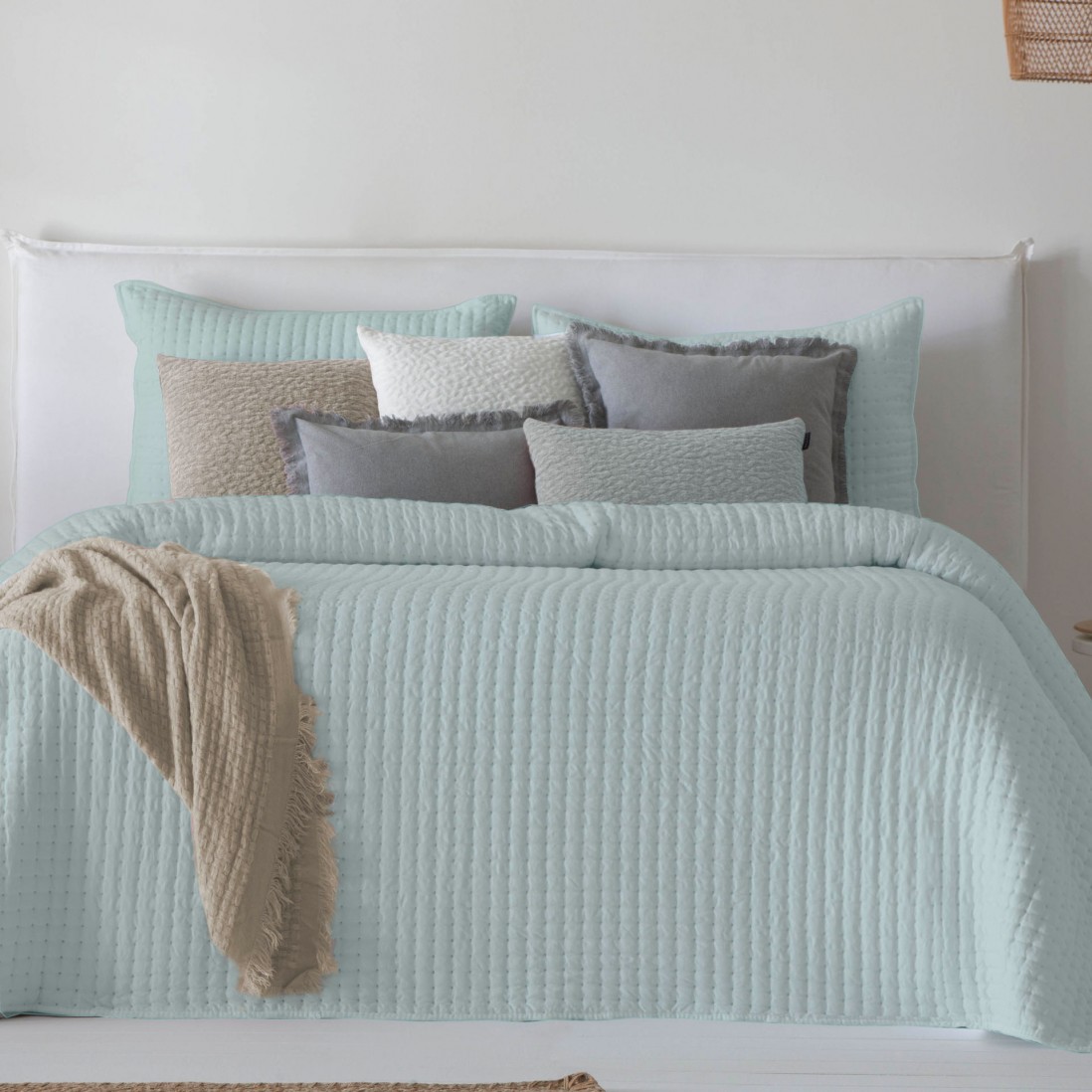 Colcha Cama de Casal Azara Geomtrico Verde