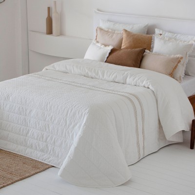 Caeli Geometric Double Bed Bedspread White
