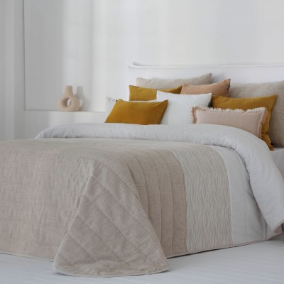 Devi Geometric Double Bed Bedspread Beige