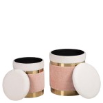Pouf de Metal e Tecido 090 Rosa
