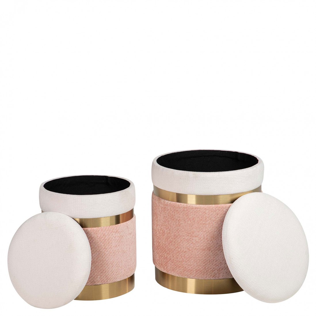Pouf de Metal e Tecido 090 Rosa