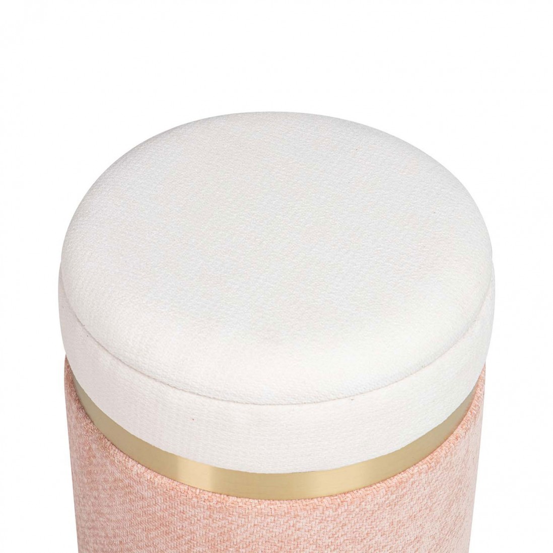Pouf de Metal e Tecido 090 Rosa