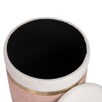 Pouf de Metal e Tecido 090 Rosa