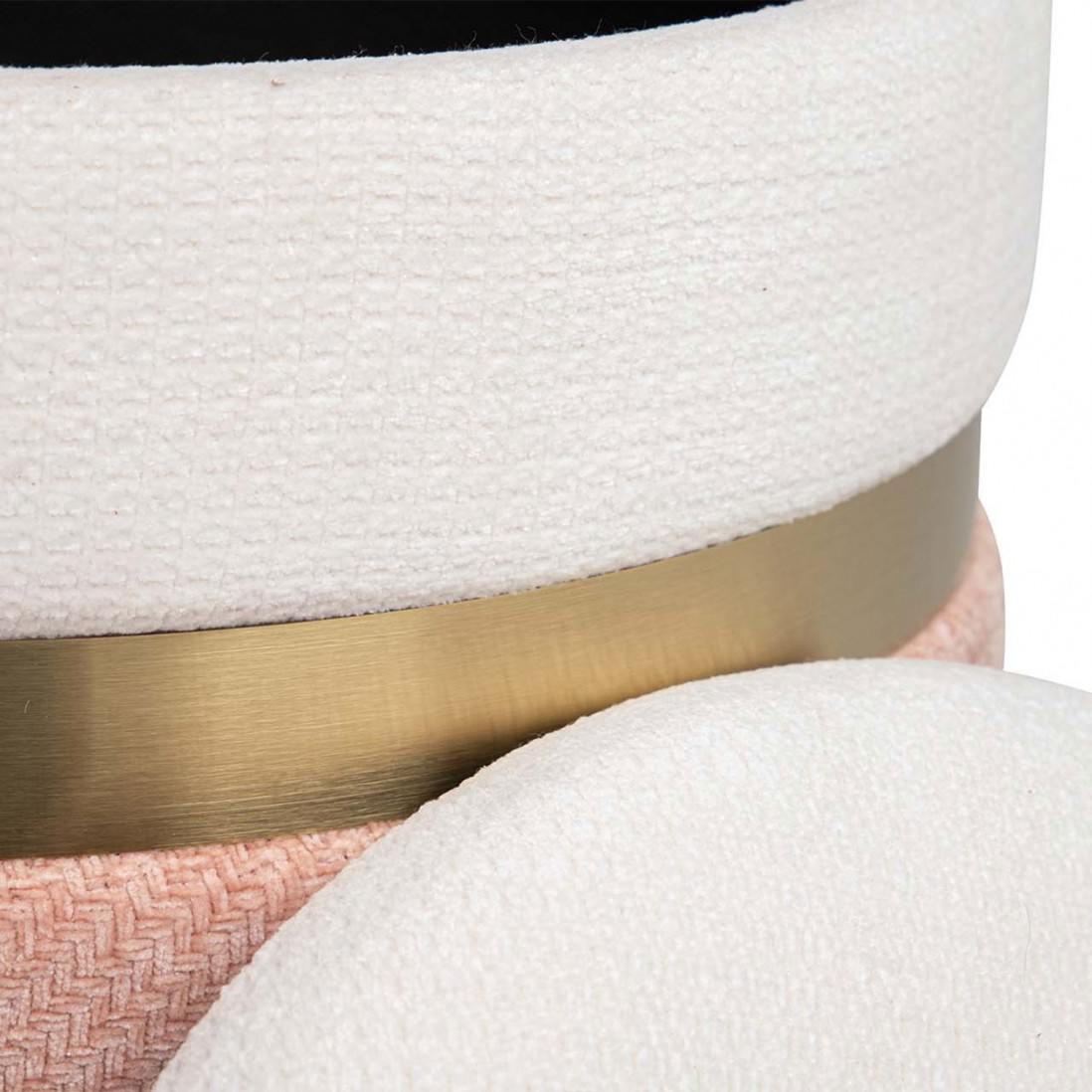 Pouf de Metal e Tecido 090 Rosa