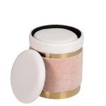 Pouf de Metal e Tecido 090 Rosa