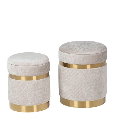 Metal and Fabric Pouf 090 Gray