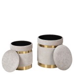 Pouf de Metal e Tecido 091 Cinzento