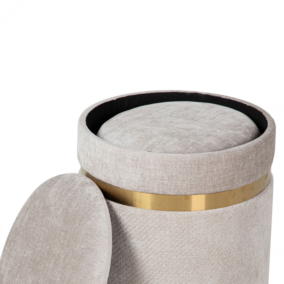 Pouf de Metal e Tecido 091 Cinzento