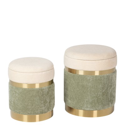 Metal and Fabric Pouf 092 Green