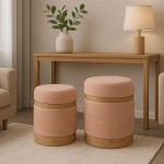 Pouf de Madeira e Tecido 098 Rosa