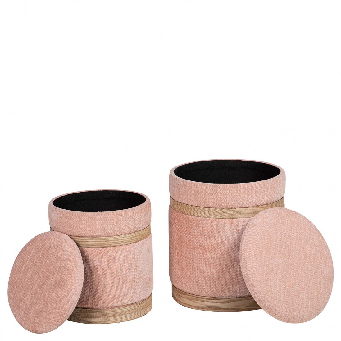 Pouf de Madeira e Tecido 098 Rosa