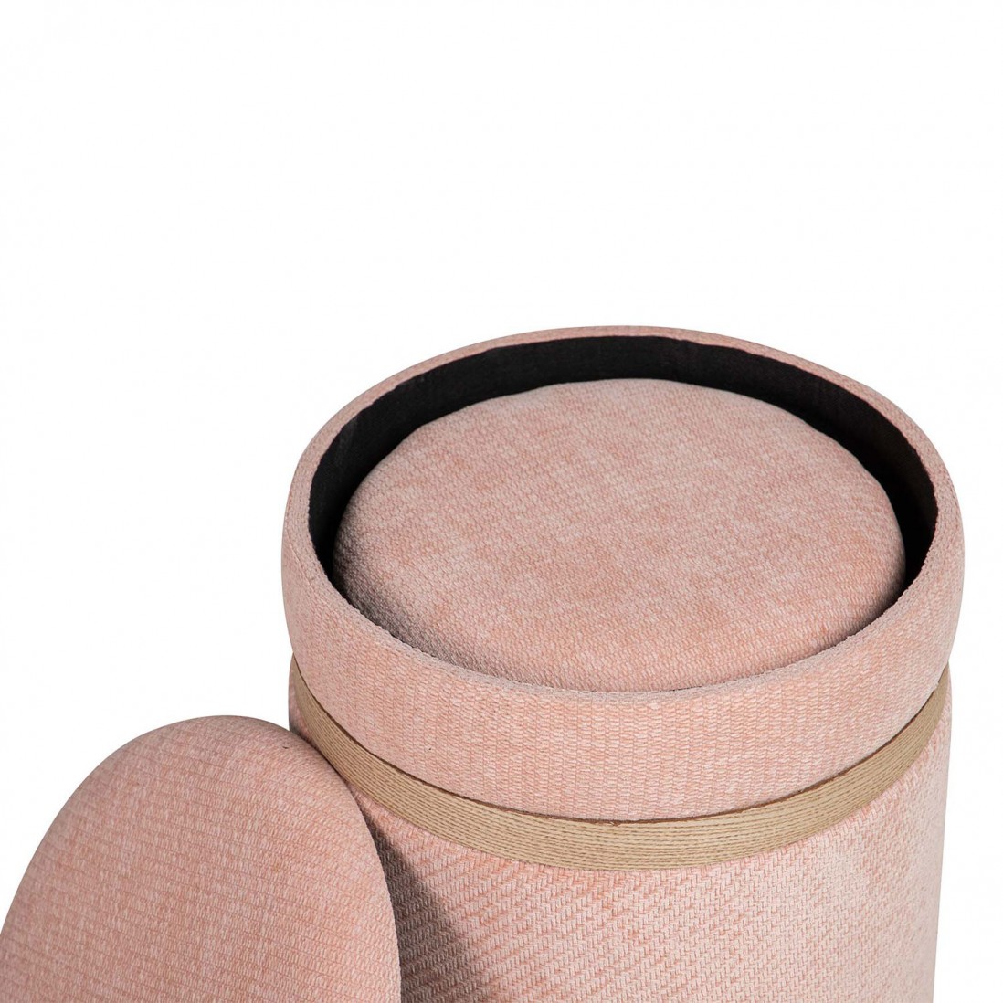 Pouf de Madeira e Tecido 098 Rosa