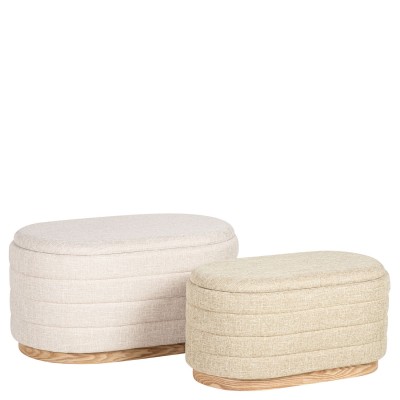 Wood and Fabric Pouf 100 Beige