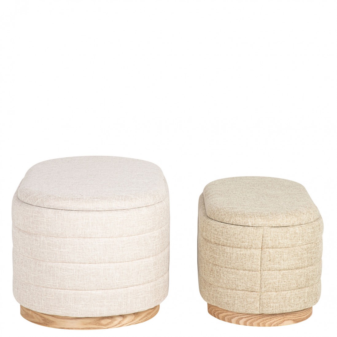 Pouf de Madeira e Tecido 100 Bege