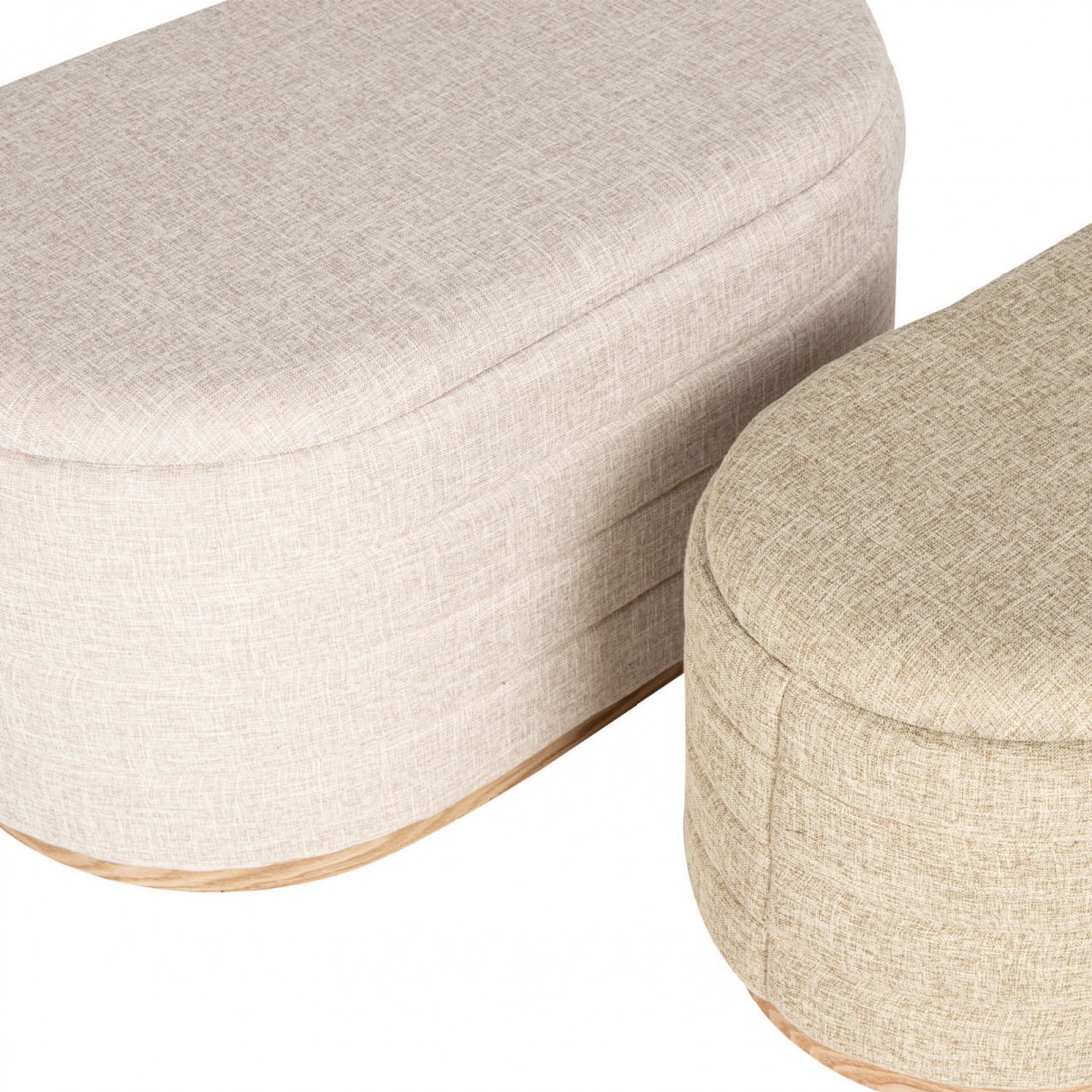 Pouf de Madeira e Tecido 100 Bege