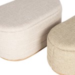 Pouf de Madeira e Tecido 100 Bege