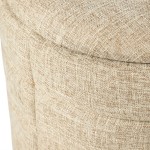 Pouf de Madeira e Tecido 100 Bege