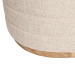 Pouf de Madeira e Tecido 100 Bege