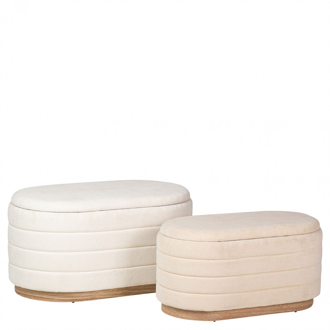Pouf de Madeira e Tecido 101 Bege