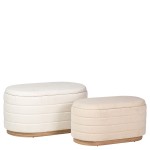Pouf de Madeira e Tecido 101 Bege