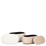 Pouf de Madeira e Tecido 101 Bege