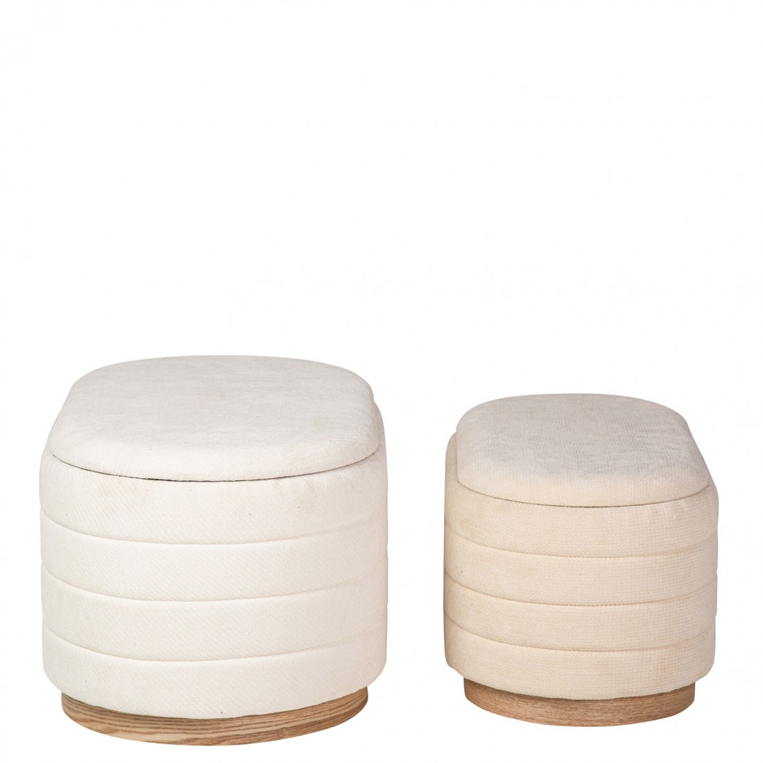 Pouf de Madeira e Tecido 101 Bege