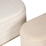 Pouf de Madeira e Tecido 101 Bege