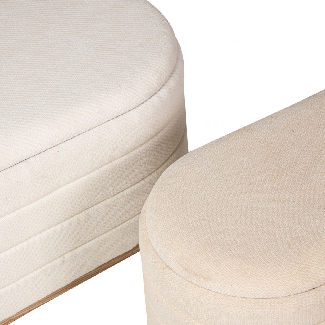Pouf de Madeira e Tecido 101 Bege