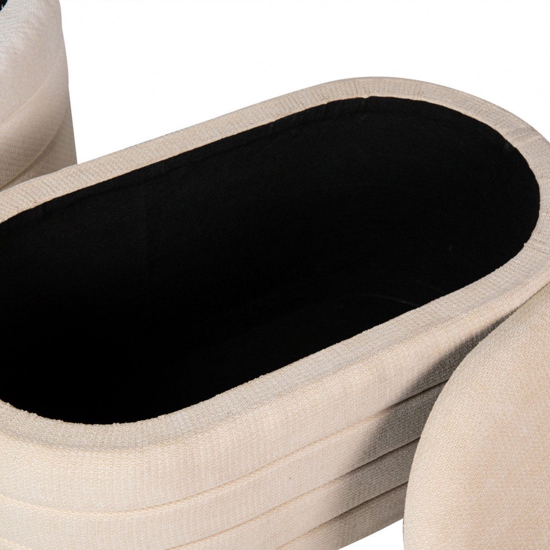 Pouf de Madeira e Tecido 101 Bege