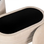 Pouf de Madeira e Tecido 101 Bege