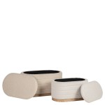Pouf de Madeira e Tecido 102 Bege