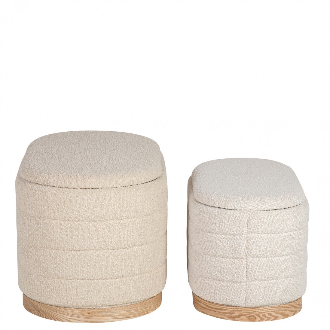 Pouf de Madeira e Tecido 102 Bege