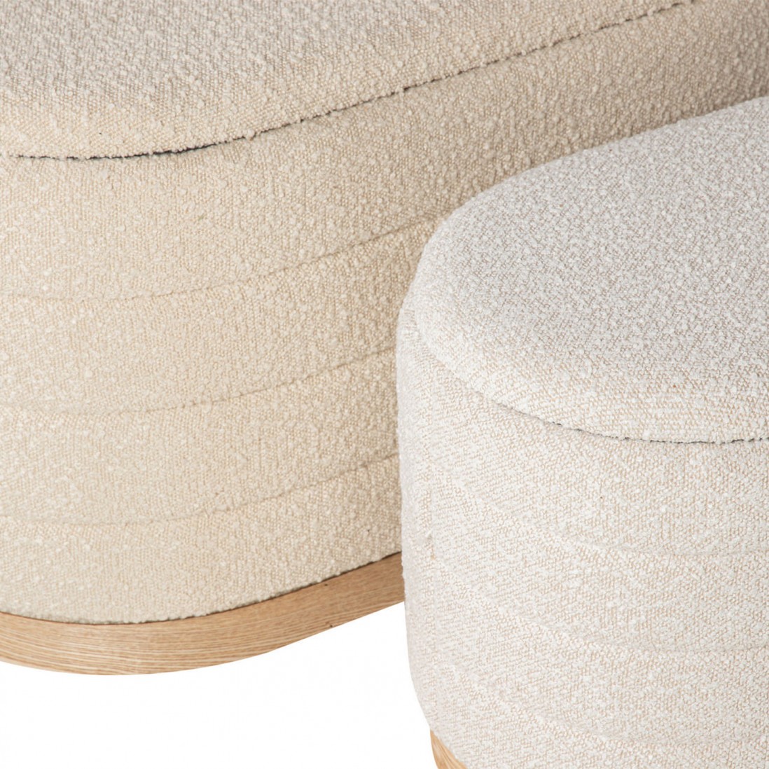 Pouf de Madeira e Tecido 102 Bege