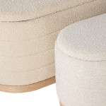 Pouf de Madeira e Tecido 102 Bege