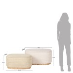 Pouf de Madeira e Tecido 100 Bege