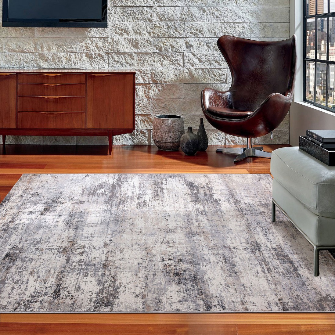Abstract Area Rug Arinto 002 Beige