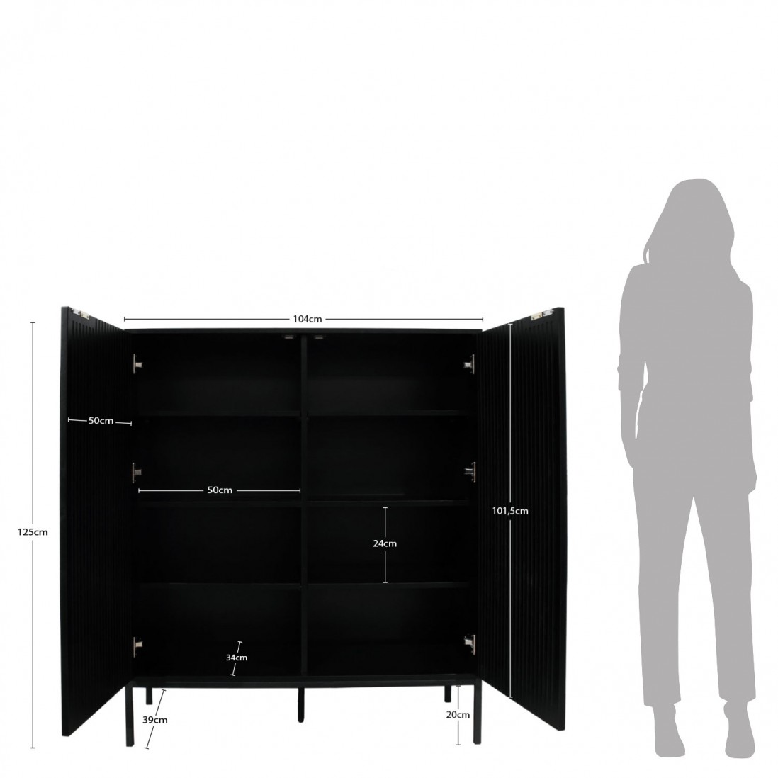 Wooden 2-Door Sideboard Virgo Black
